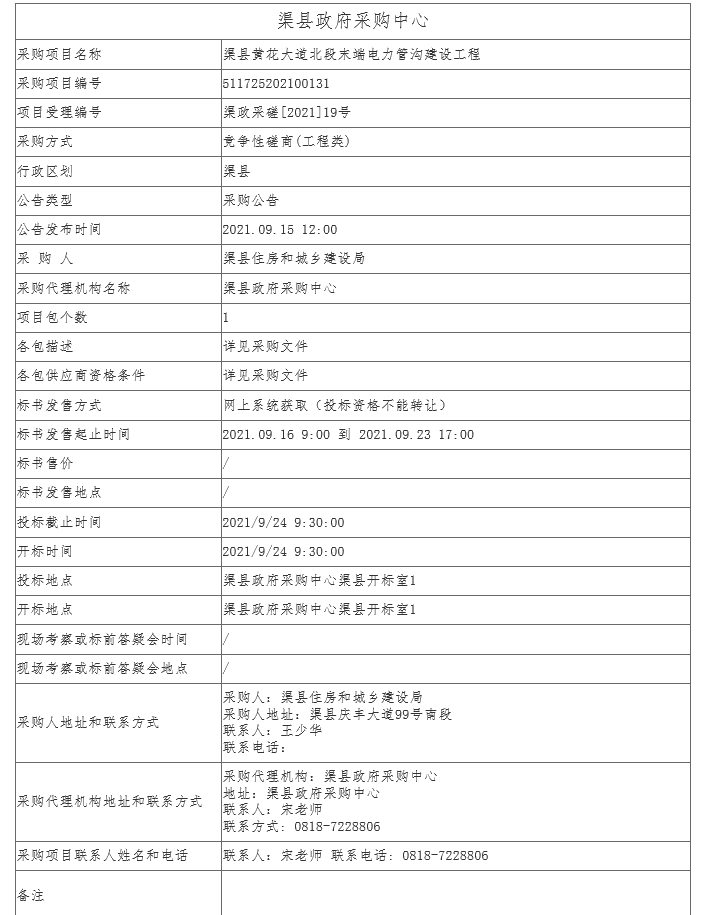 D:\u4ea4易中心\u7f51站发文信息文件?1年\u653f府采购公告（人民政府网）9月\u6e20县黄花大道北段末端电力管沟建设工程竞争性磋商(工程类)采购公告 .png